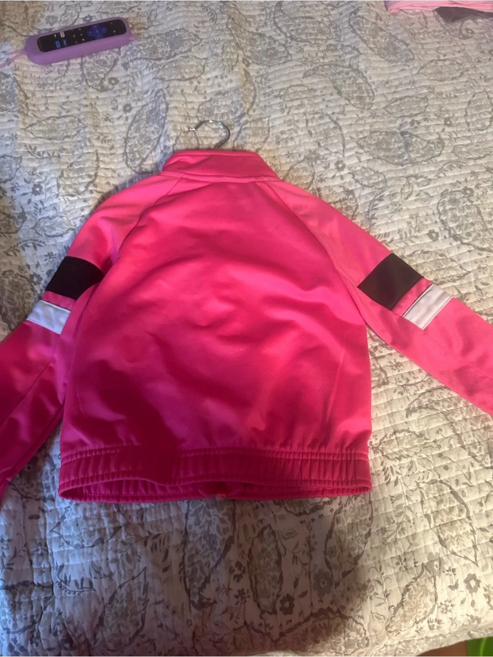 Puma Kids Pink Zip-Up Swim Rashguard with Black Accents